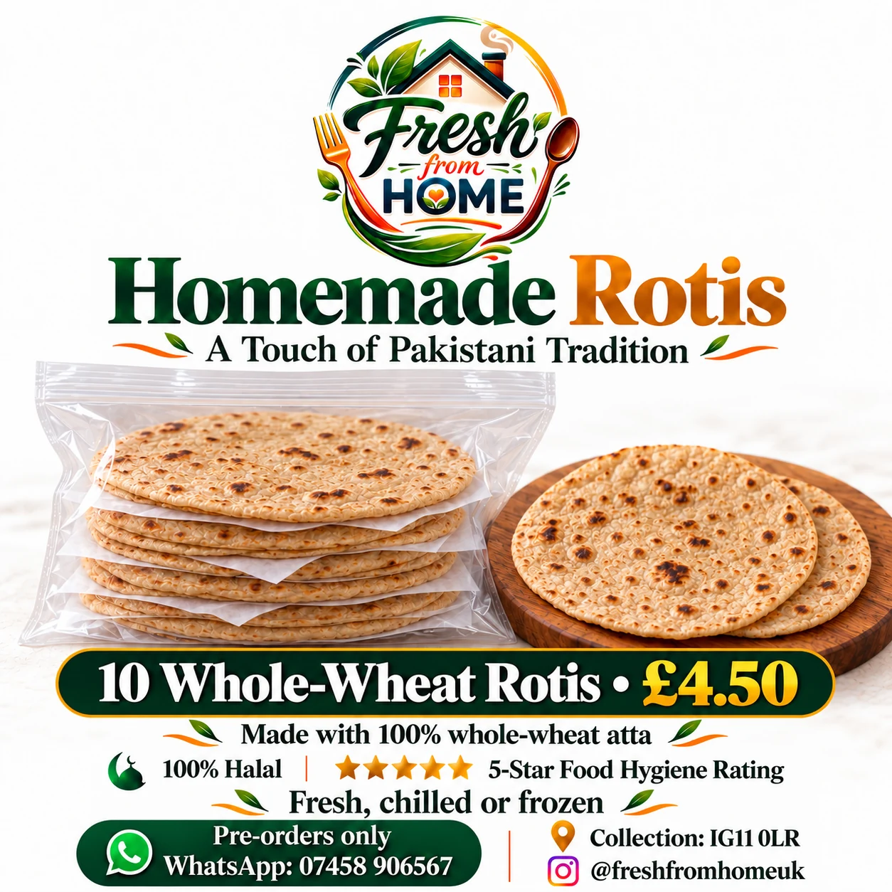 Whole-wheat Roti from Fresh From Home